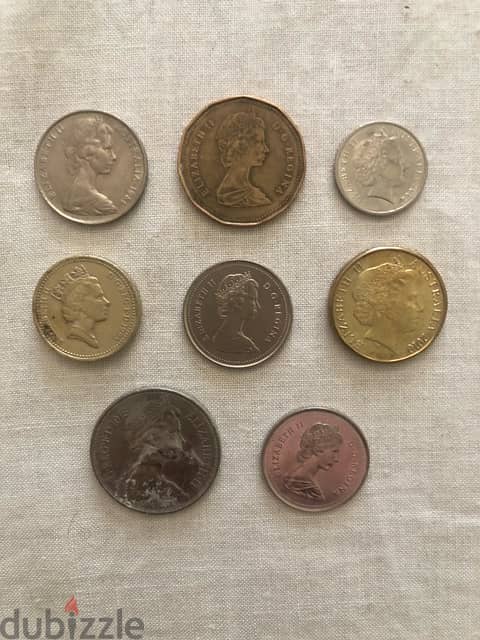 8 different coins Queen Elizabeth UK Canada Australia 1