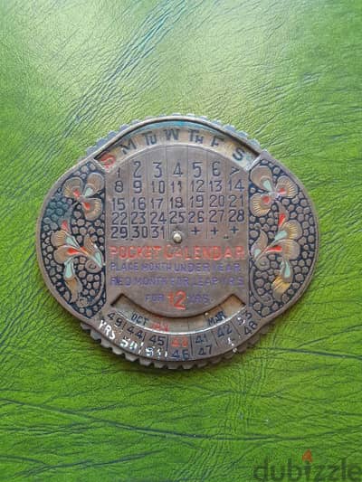 vintage ww2 Brass pocket Calendar 1940-1951