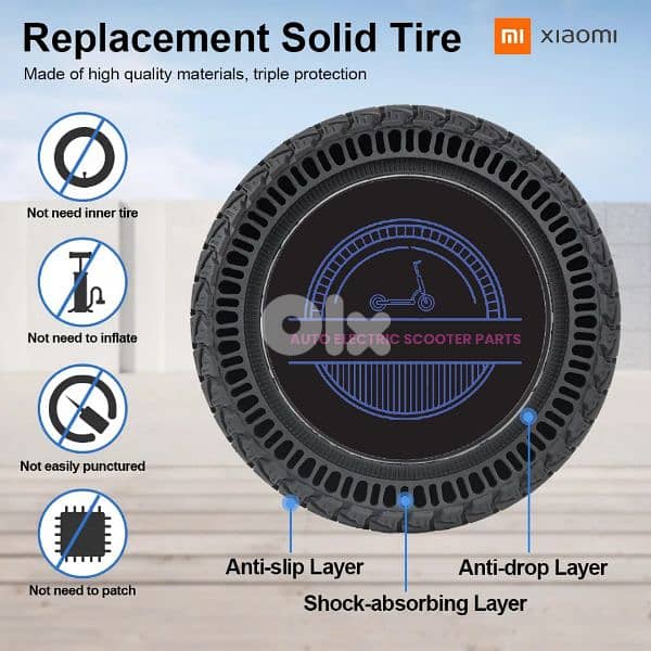 Electric scooter original Xiaomi solid Tire off-road 2025 8in 4