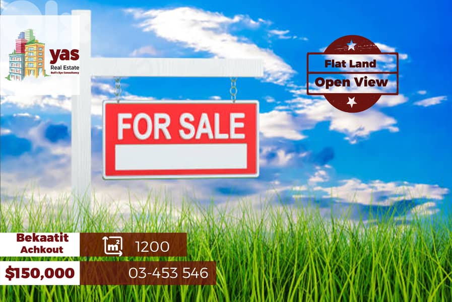 Bekaatit Achkout 1200m2 | Land | Flat Land | Astonishing View | TS 0