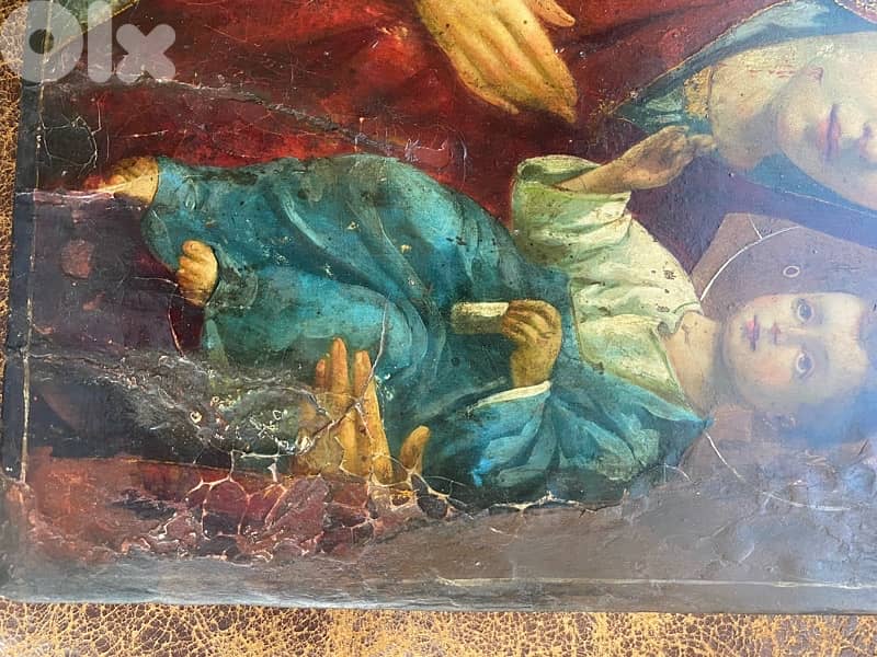 rare Melkite icon dated 1885 holy mother and child 16