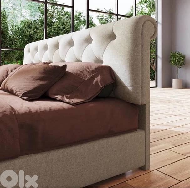 Double Bed, Adjustable Headboard, Bed with Metal Slatted Base 1