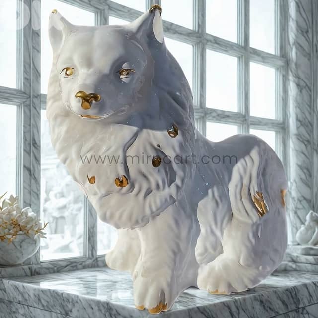 Graceful Porcelain Dog Sculpture – Handcrafted with Gold Accents 1