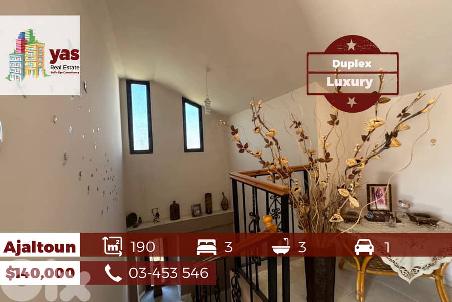 Ajaltoun 190m2 | Duplex | Quiet Street | Prime Location | EL 0