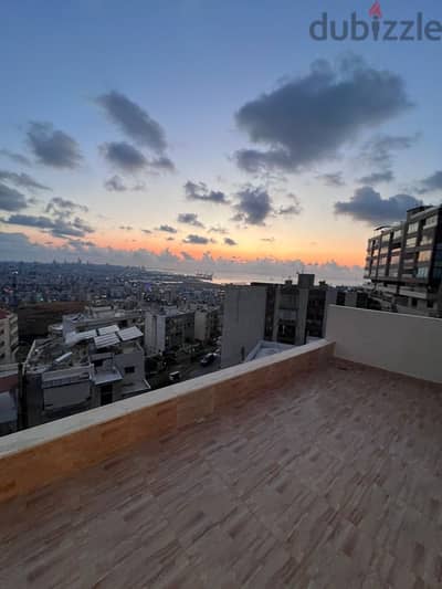 Furnished Rooftop Apartment with terraces & open views  in Biaqout.