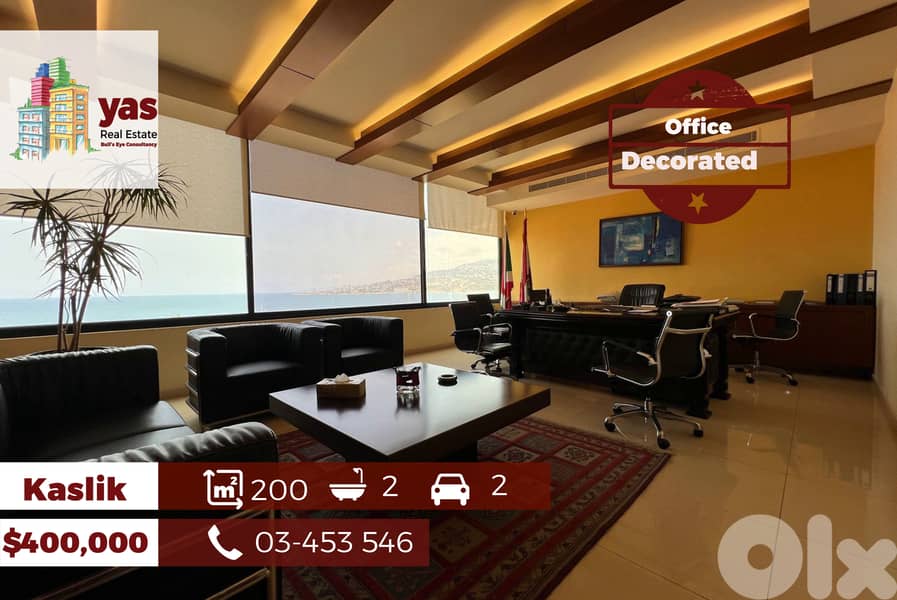 Kaslik 200m2 | Decorated Office | Prime Location | High End | EH 0