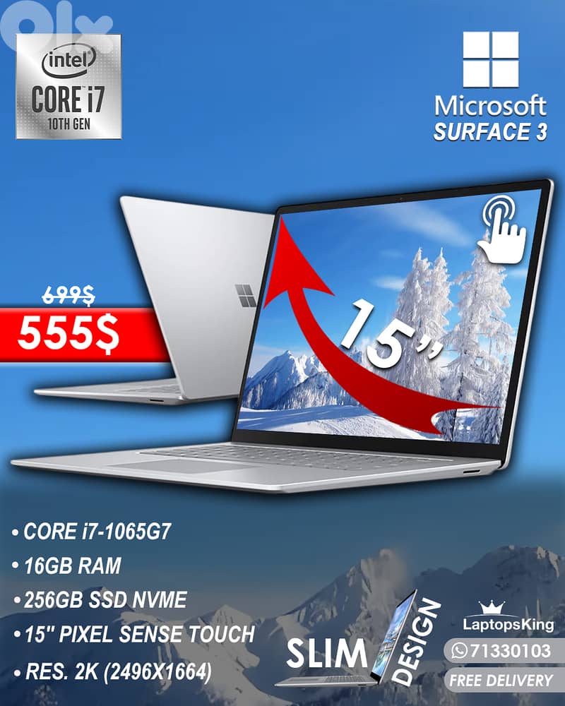 MICROSOFT SURFACE 3 Core i7-1065G7 15” 2K TOUCHSCREEN 0