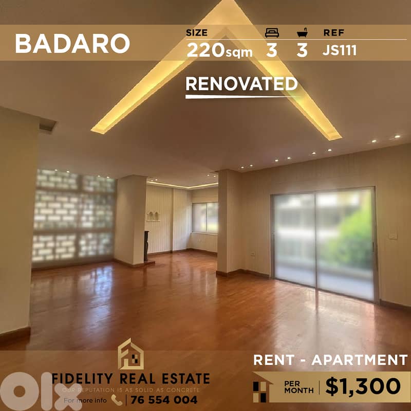 Apartment for rent in Badaro JS111 للإيجار في بدارو 0