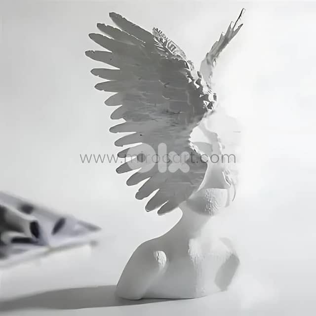 Celestial Winged Angel Sculpture – 55cm Resin Seraphim Decor Statue 1