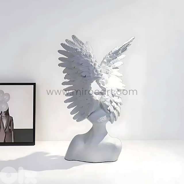 Celestial Winged Angel Sculpture – 55cm Resin Seraphim Decor Statue 2