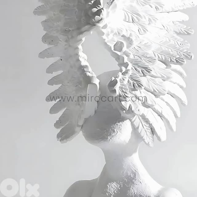 Celestial Winged Angel Sculpture – 55cm Resin Seraphim Decor Statue 4