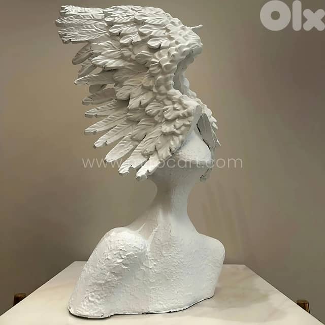 Celestial Winged Angel Sculpture – 55cm Resin Seraphim Decor Statue 5