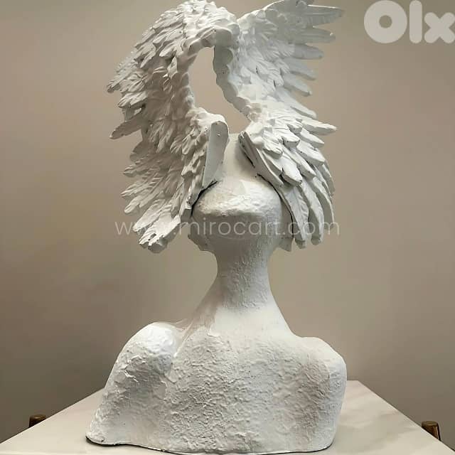Celestial Winged Angel Sculpture – 55cm Resin Seraphim Decor Statue 6