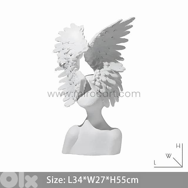 Celestial Winged Angel Sculpture – 55cm Resin Seraphim Decor Statue 7