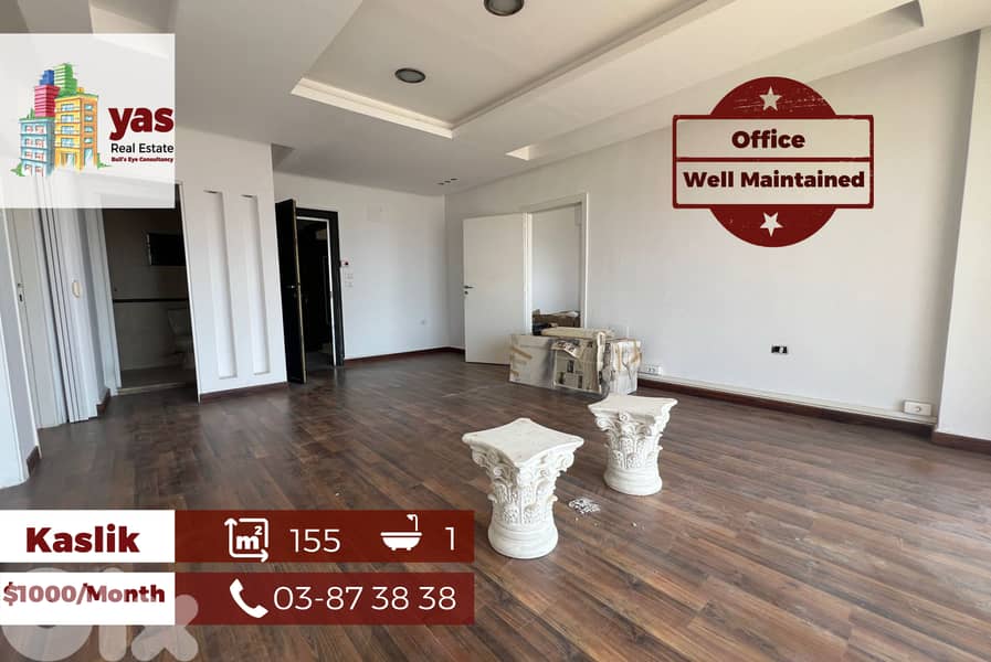 Kaslik 155m2 | Well Maintained Office | Prime Location | Rent | EH 0
