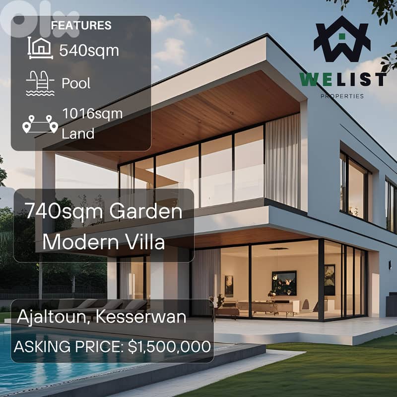 540sqm Modern Villa on a 1016sqm Land for sale in Ajaltoun, Kesserwan 0