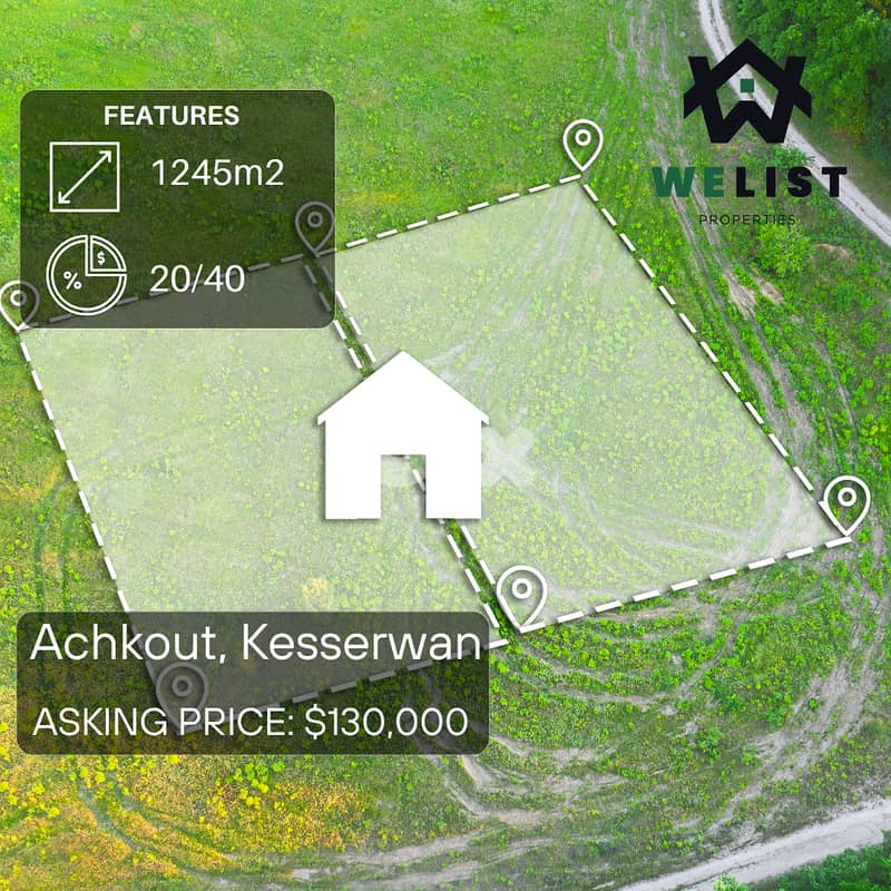 1245sqm Land for sale in Achkout, Kesserwan  REF: NW25JLAC1245130 0