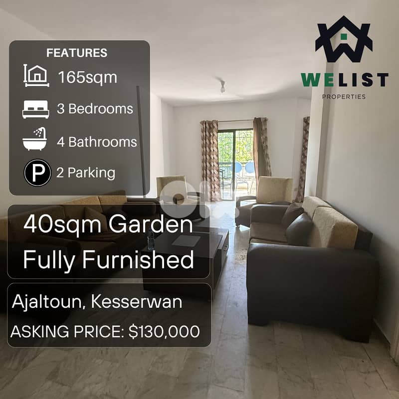 165sqm + 40sqm Garden Apartment for sale in Ajaltoun, Kesserwan 0