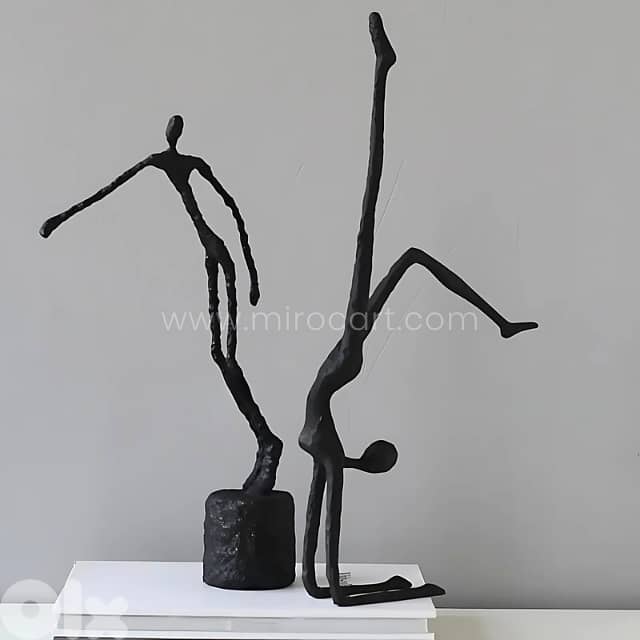 Stillness in Motion Sculpture – Abstract Black Metal Handstand Figure 2