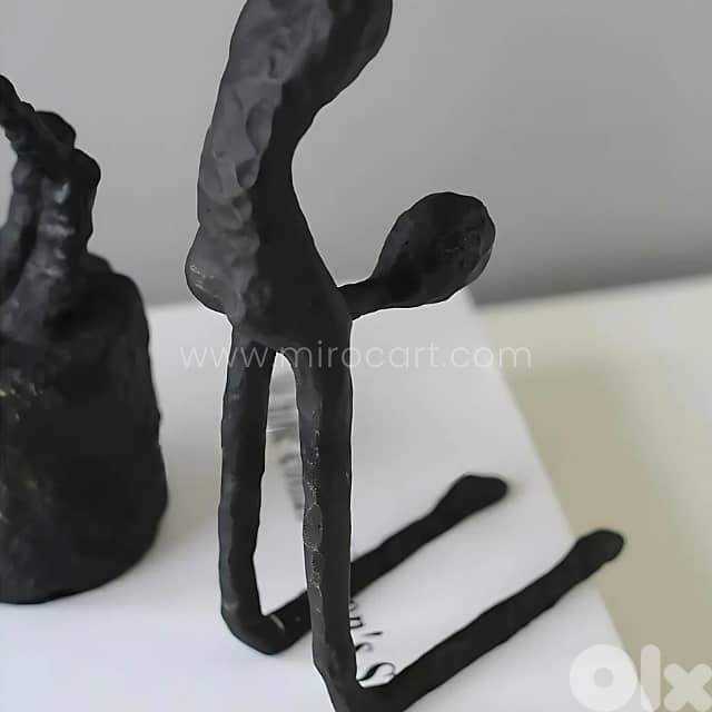 Stillness in Motion Sculpture – Abstract Black Metal Handstand Figure 3