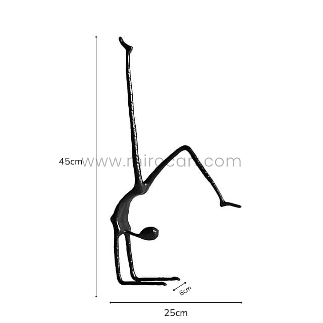 Stillness in Motion Sculpture – Abstract Black Metal Handstand Figure 5