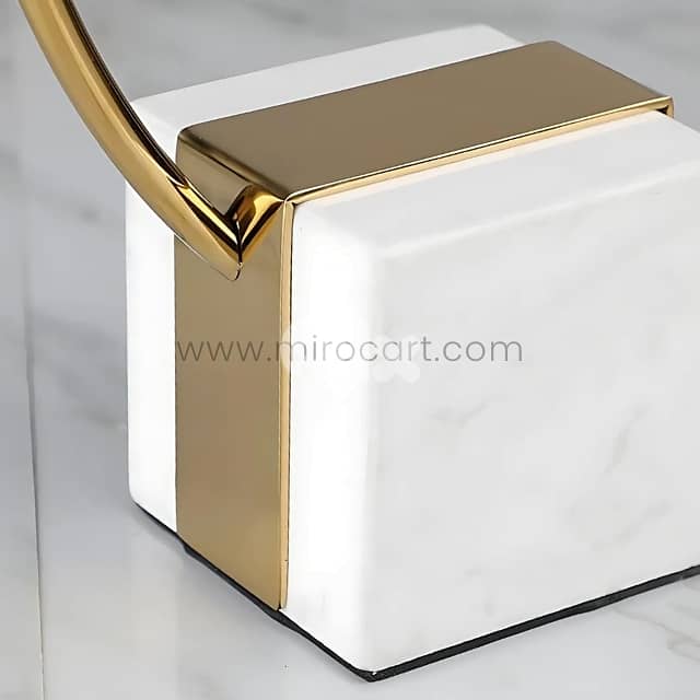 Minimalist Golden Ring Sculpture w/ Marble-Base for Wedding Decor 3