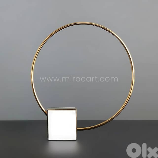 Minimalist Golden Ring Sculpture w/ Marble-Base for Wedding Decor 4