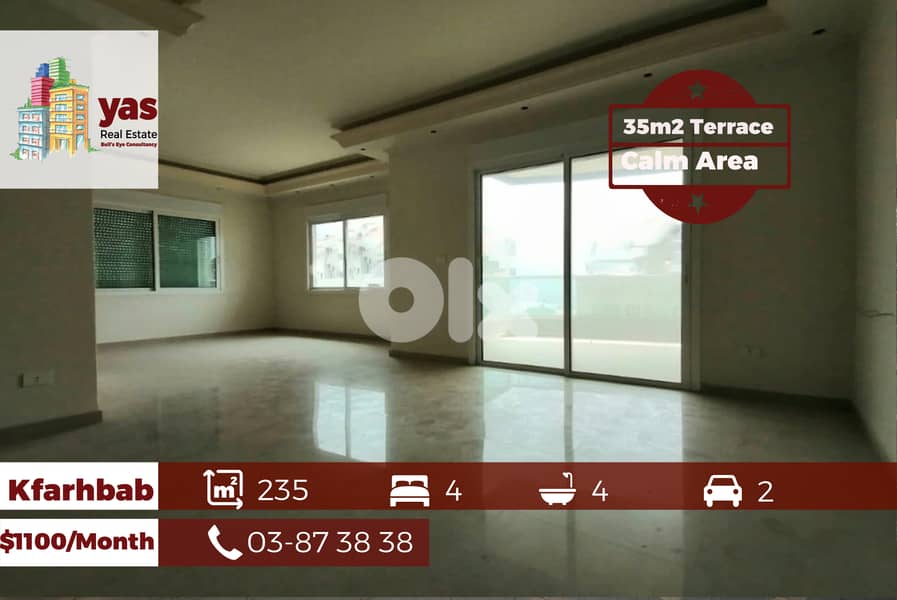 Kfarhbab 235m2 | 35m2 Terrace | Rent | Prime Location | High End |IV 0
