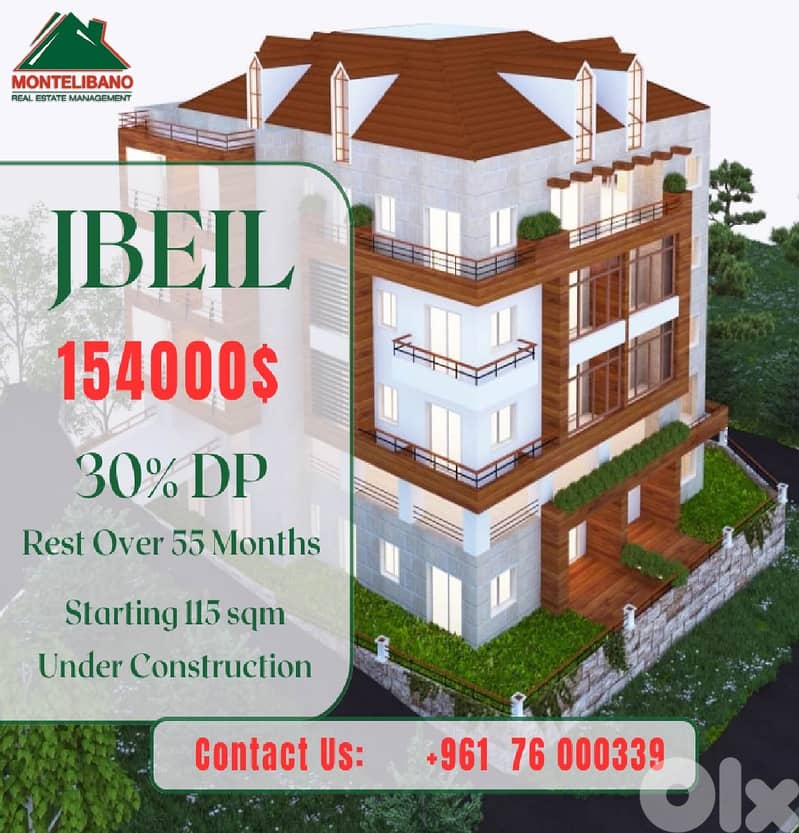 Starting 115 sqm Apartment For Sale in Jbeil with an Installment Plan 0