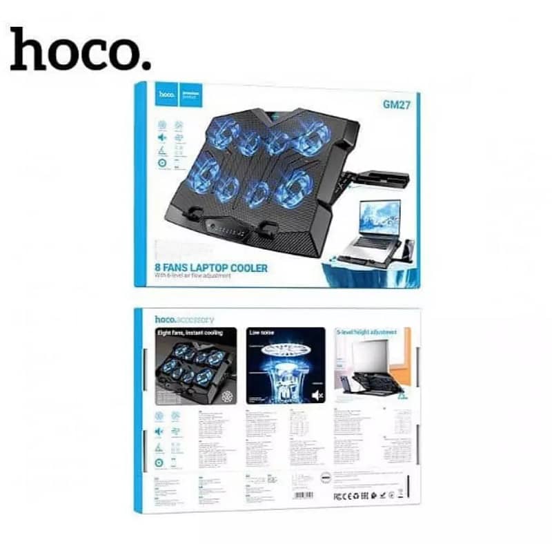 HOCO 8 FANS LAPTOP COOLER WITH 6 LEVEL AIR FLOW ADJUSTMENT GM27 3