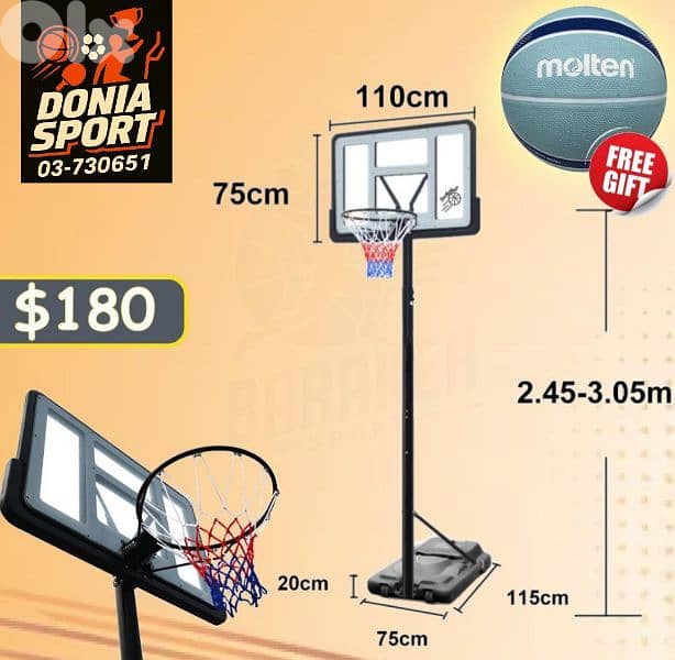 180$ basketball hoop with (FREE BASKETBALL MOLTEN) 0