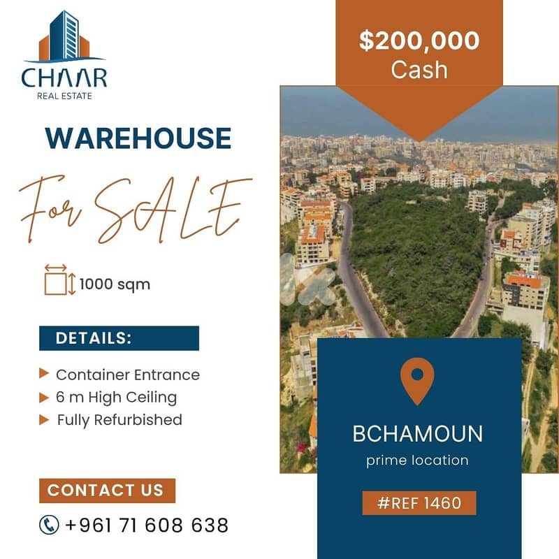 Warehouse for Sale in Bchamoun - مستودع للبيع في بشامون - #R1460 0