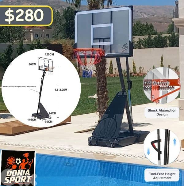 only 280$ movable basketball hoop (swimming pool mode) 0