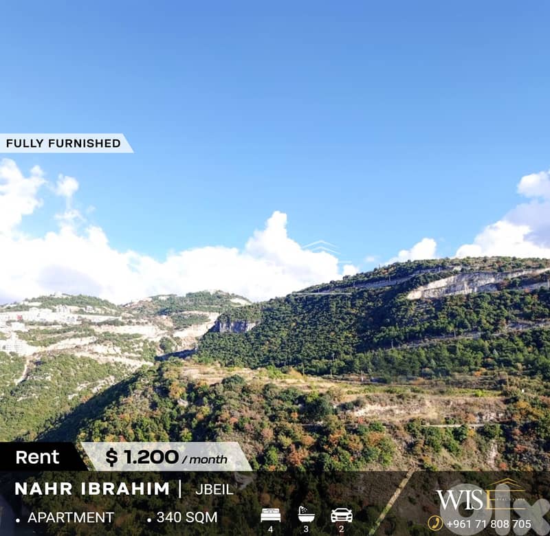 340 SQM fully furnished  Apartment for RENT in Nahr Ibrahim ! 0