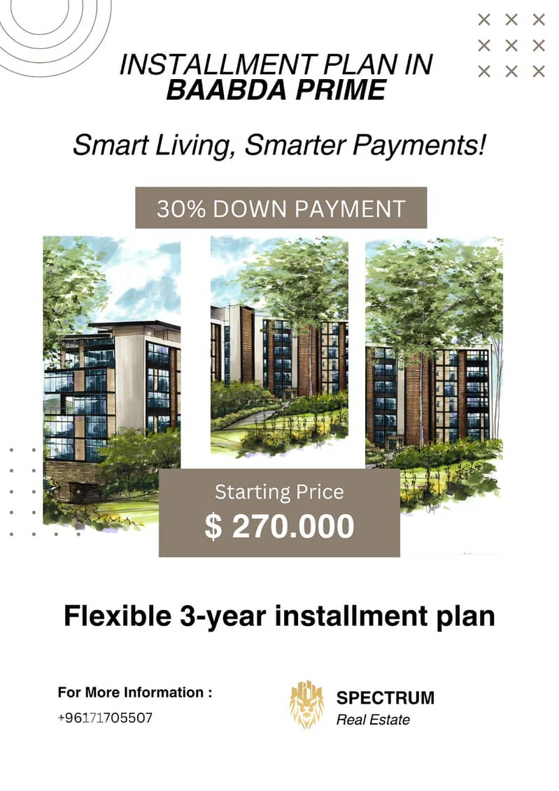 1850$/Sq INSTALLEMENT PLAN IN BAABDA PRIME 30% DOWN PAYMENT, (BA-452) 0
