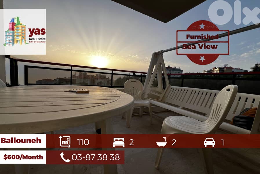 Ballouneh 110m2 | Rent | Furnished | Sea View | High End | KS 0