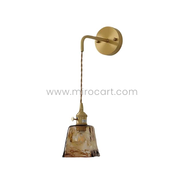 Golden Vintage Wall Light – 39" Draped Cord + Whiskey-Warm Amber Glow 4