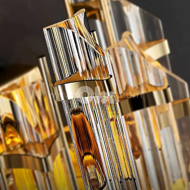 Crystal Cascade Wall Light with Jewel-Cut Glass & Brushed Gold 4