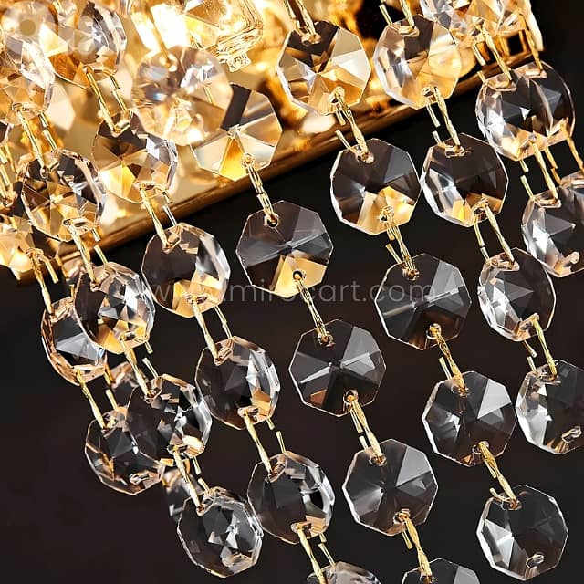 Crystal Cascade Wall Light with Jewel-Cut Glass & Brushed Gold 5