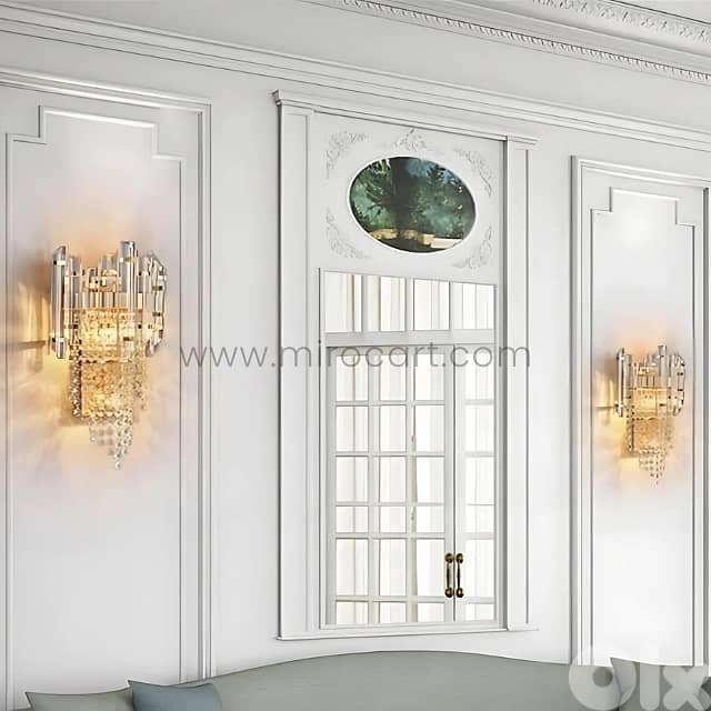 Crystal Cascade Wall Light with Jewel-Cut Glass & Brushed Gold 6