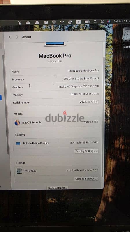 Macbook pro 15" 2018 core i9 16/1tb 4