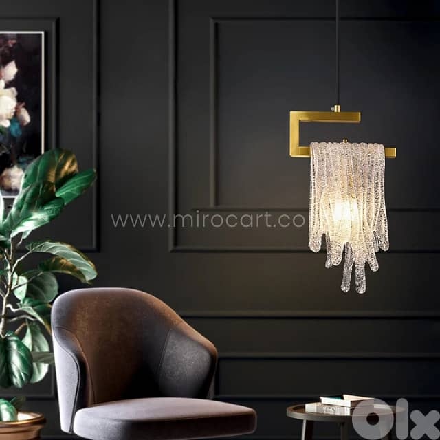 Flowing Waterfall Pendant Light – Liquid Gold Brass & Glass 2
