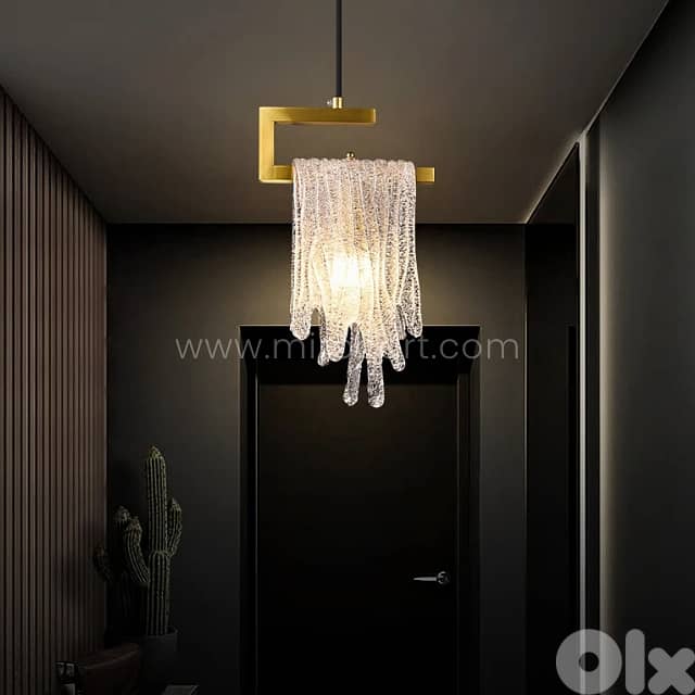 Flowing Waterfall Pendant Light – Liquid Gold Brass & Glass 6