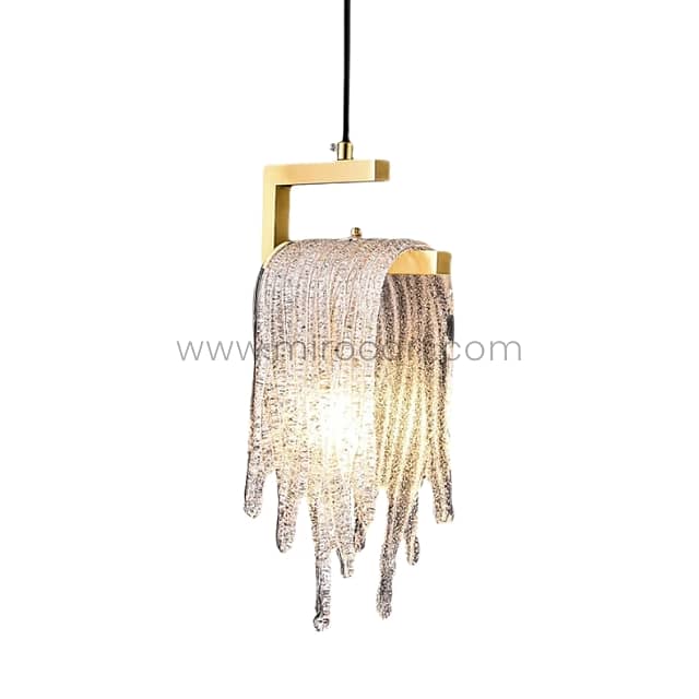 Flowing Waterfall Pendant Light – Liquid Gold Brass & Glass 8