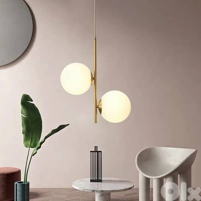 Modern Nordic Pendant Light Fixture with Two E27 Glass Globes 2