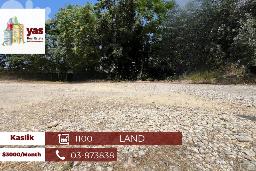 Kaslik 1100m2 | Land | Rent | Ultra Prime Location | EH | 0