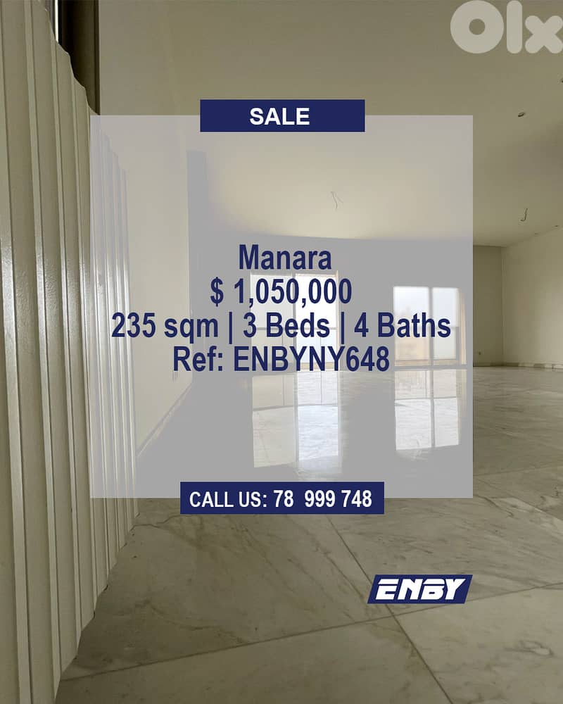 Apartment for Sale in Manara | Modern Living Space | 235 SQM | 0