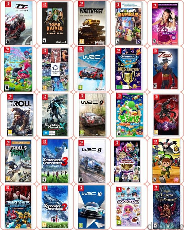 nintendo switch with large list of games over 400 game 0