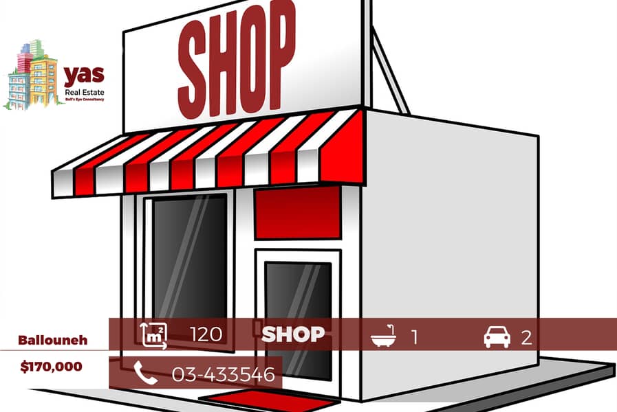 Ballouneh 120m2 | Shop | Brand New | 2 Floors | Prime Location | BA | 0