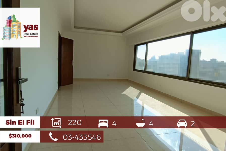 Sin El Fil 220m2 | Prime Location | Mountain And City View | PA | 0